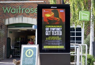 Electronic information government notice Coronavirus Got Symptoms Get Tested, UK 23 May 2020