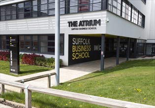 The Atrium, Suffolk Business School building, University of Suffolk, Ipswich, England, UK
