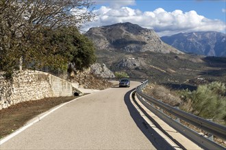 Road to Puerto del Sol pass, Periana, Axarquia, Andalusia, Spain limestone mountains Maroma