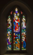 Stained glass window in church of Saint Margaret, Chilmark, Wiltshire, England, UK, Heaton, Butler