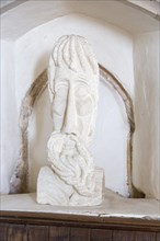 Village parish church Snape, Suffolk, England, UK sculpture of Saint John the Baptist by Laurence