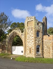 Ivy Lodge, Tunstall, Suffolk, England, UK mock Romanesque ruin built for Lord Rendlesham gatehouse