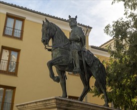 Bronze equestrian statue King Alfonso VIII 1155-1214, King of Castile, by Javier Barrios 2009,