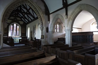 Interior village parish church of Saint Mary, Maddington, Shrewton, Wiltshire, England, UK