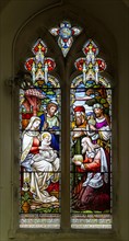 Stained glass window c 1882 Adoration of Magi, Great Bealings church, Suffolk, England, UK by Ward