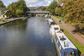 Kennet and Avon canal in the town centre of Newbury, Berkshire, England, UK