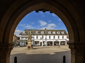 Historic buildings in the town Market Square, Saffron Walden, Essex, England, UK