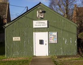 Corrugated iron village hall building, Tytherton, Wiltshire, England, UK