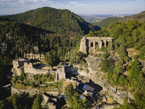 Oybin castle and monastery ruins in the Zittau Mountains, Oybin, Saxony, Germany, Europe