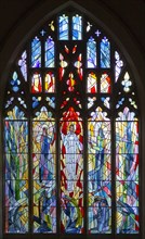 Stained glass window detail 'The Transfiguration' by Rosemary Rutherford 1973, Boxford church,