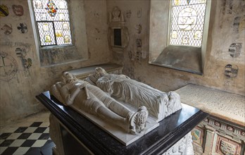 Farleigh Hungerford castle, Somerset, England, UK tombs of Sir Edward Hungerford d 1648 and Lady