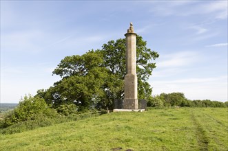 Seated statue of Maud Heath on high column, Bremhill, Wiltshire, England, UK 1838