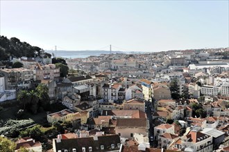 View of Lisbon, famous view from the Miradouro da Senhora do Monte tourist viewpoint of Alfama and