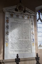 Village parish church Erwarton, Suffolk, England, UK, Sir Philip Parker memorial monument 1736