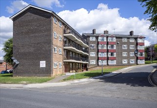 Council housing low rise flats social housing, Wellington Court, Ipswich, Suffolk, England, UK