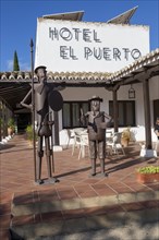 Sculpture of Don Quixote and Sancho Panza, Hotel el Puerto, Puerto Lapice, Castilla-La Mancha,