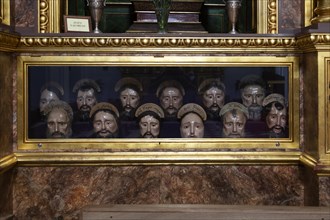 Heads of twelve disciples, church of Saint Anthony of Padua, Frigiliana, Malaga province, Spain,