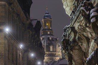 Dresden's Old Town with its historic buildings. Augustusstrasse Passage between Georgentor and
