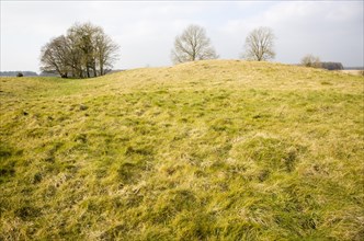 White Barrow neolithic long barrow burial mound tumulus, near Tilshead, Salisbury Plain, Wiltshire,