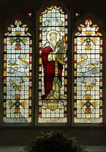 Stained glass window of King David c 1894, Darsham church, Suffolk, England, UK