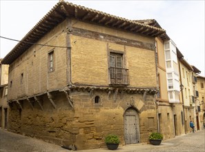 Historic buildings medieval architecture, Plaza Mayor, Briones, La Rioja Alta, Spain medieval