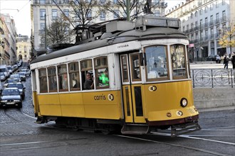 Tram line 28, Alfama neighbourhood, Lisbon, Lisboa, Portugal, Europe