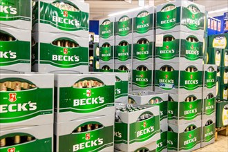 February 2024: Crates of beer in the supermarket