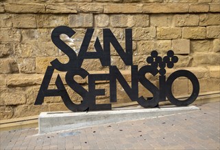 Village sign for San Asensio, La Rioja Alta, Spain, Europe