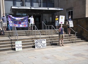 Extinction Rebellion climate change campaign silent protest, County Council HQ, Warwick,