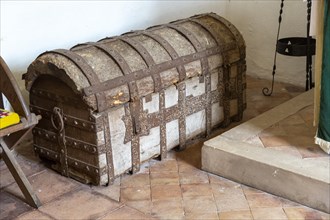 Old church chest at Wyverstone, Suffolk, England, UK