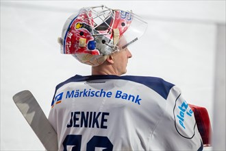 Goalkeeper Andreas Jenike (Iserlohn Roosters) during the away game at Adler Mannheim on match day