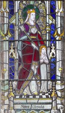 Stained glass window detail Saint Ursula, Aldeburgh church, Suffolk, England, UK c c 1929 A K