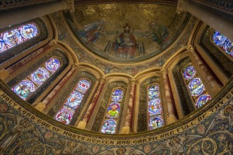 Ornate mosaic in church apse by Gertrude Martin 1881-1952, Wilton Italianate church, Wiltshire,