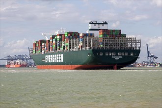 Evergreen Ever Govern one of the world's largest container ships making maiden call at Port of