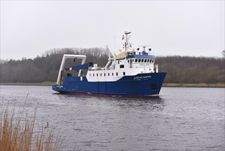 Fishing trawler, trawler Arctic Hunter in the Kiel Canal, Kiel Canal, Schleswig-Holstein, Germany,
