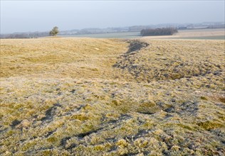 Earthwork embankments at Windmill Hill, a Neolithic causewayed enclosure, near Avebury, Wiltshire,