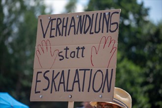 Peace demonstration in front of Ramstein Air Base against war and armament and in favour of