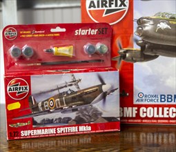 Boxed Airfix model plane starter set on sale at auction Supermarine Spitfire Mk 1a
