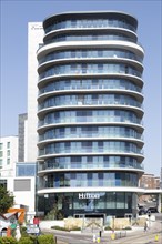 Modern architecture of Hilton Hotel, Bournemouth, Dorset, England, UK