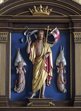 Small statue of Jesus Christ church of Saint Peter and Saint Paul, Aldeburgh, Suffolk, England, UK