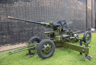 Landguard Fort, Felixstowe, Suffolk, England, UK Bofors 40mm anti-aircraft gun Mk1