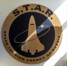 Space Tourism Agency of Russia sign, Bentwaters Cold War museum, Suffolk, England, UK