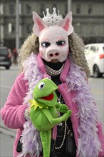 Carnival reveller Queen Frog Kermit
