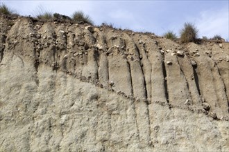 Soil profile bedrock and deposition with subsequent gulleying, Cabo de Gata Natural Park, Almeria,