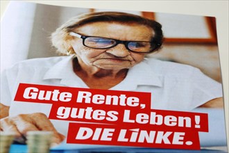 Symbolic image Die Linke: Flyer on the topic of pensions