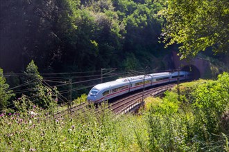 ICE (Intercity Express) in the Palatinate Forest. The train is on its way from Frankfurt to Paris.