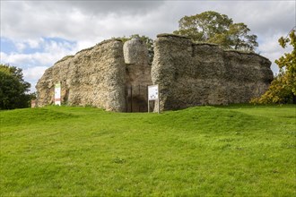 Walls of historic Walden Castle ruins, Saffron Walden, Essex, England, UK