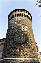 Tower, Fortezza Sforzesco Castle, start of construction 1450, Milan, Milano, Lombardy, Italy,