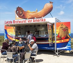 Last bratwurst before America hotdog sausage takeaway food stall, Cabo de Sao Vicente, Cape St