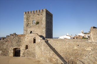 Historic walled castle in hilltop village of Monsaraz, Alto Alentejo, Portugal, southern Europe,